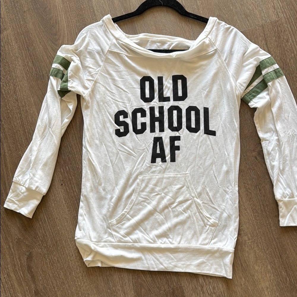Old School AF Kids White and Green Shirt